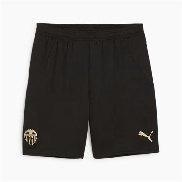 Pantaloncini sportivi uomo Puma Valencia CF neri con logo dorato e tasche laterali