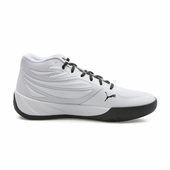 Scarpe da basket Puma uomo bianche con suola nera e design elegante per performance sportive elevate