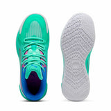 Scarpe da basket uomo Puma in verde acqua con suola bianca e dettagli colorati