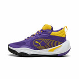 Scarpe da basket Puma uomo in viola e giallo con supporto e trazione ottimale per il gioco