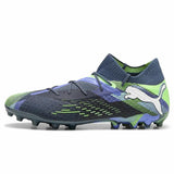 Scarpe da calcio Puma Future 7 Ultimate in blu e verde, ideali per performance elevate sul campo