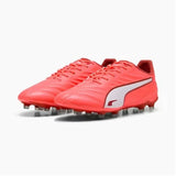 Scarpe da calcio Puma King Pro uomo in rosso brillante con suola per campi in erba