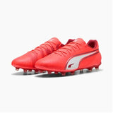 Scarpe da calcio Puma King uomo in rosso brillante con suola adatta per campi in erba