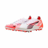 Scarpe da calcio Puma Ultra 5 adulti in bianco e rosa per prestazioni elevate sul campo