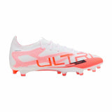 Scarpe da calcio Puma Ultra 5 Pro uomo in bianco e rosa con suola leggera per prestazioni elevate