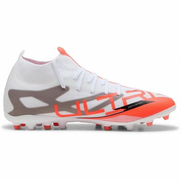 Scarpe da calcio Puma Ultra 5 uomo bianche e arancioni con design aerodinamico per prestazioni elevate