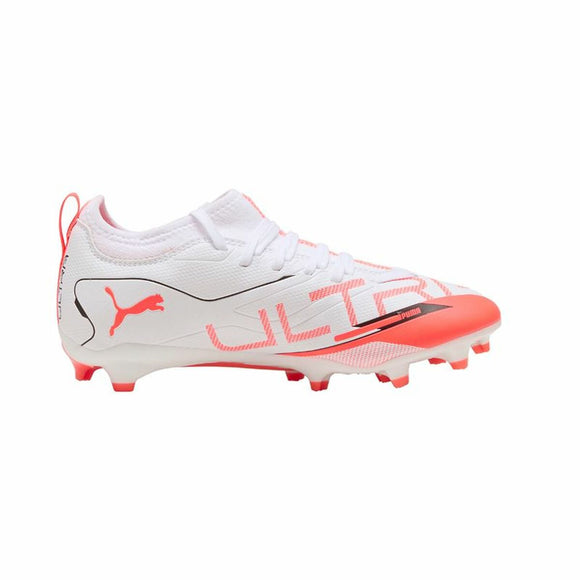Scarpe da calcio Puma Ultra uomo bianche e rosse con suola leggera per prestazioni elevate in campo