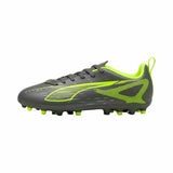 Scarpe da calcio Puma Ultra uomo in grigio e verde fluo, leggere e adatte per terreni asciutti