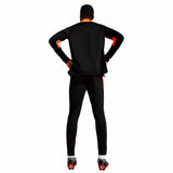 Tuta Puma uomo nera con dettagli arancioni, ideale per allenamenti di calcio e attività all'aria aperta