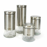 Set di barattoli Quttin acciaio vetro, perfetti per la conservazione degli alimenti e l'organizzazione della cucina