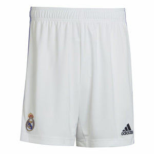 short calcio ufficiali Real Madrid 2023 in bianco con logo e design elegante