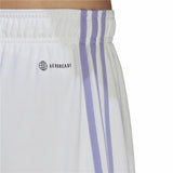 Short calcio ufficiali Real Madrid 2023 bianchi con il logo AeroReady e strisce viola