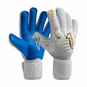 Guanti da portiere Rinat adulti in blu e bianco con supporto per una migliore presa e comfort