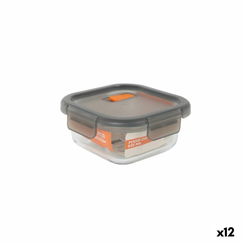 Fiambrera Hermética MasterChef Gris Transparente Cuadrado 530 ml (12 Unidades)
