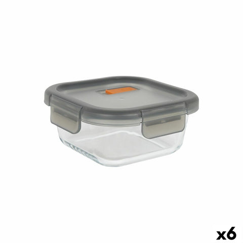 Porta pranzo Ermetico MasterChef Grigio Trasparente Quadrato 1,1 L (6 Unità)