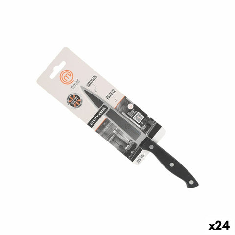 Coltello da Cucina MasterChef Nero Argentato 12 cm Multiuso (24 Unità)