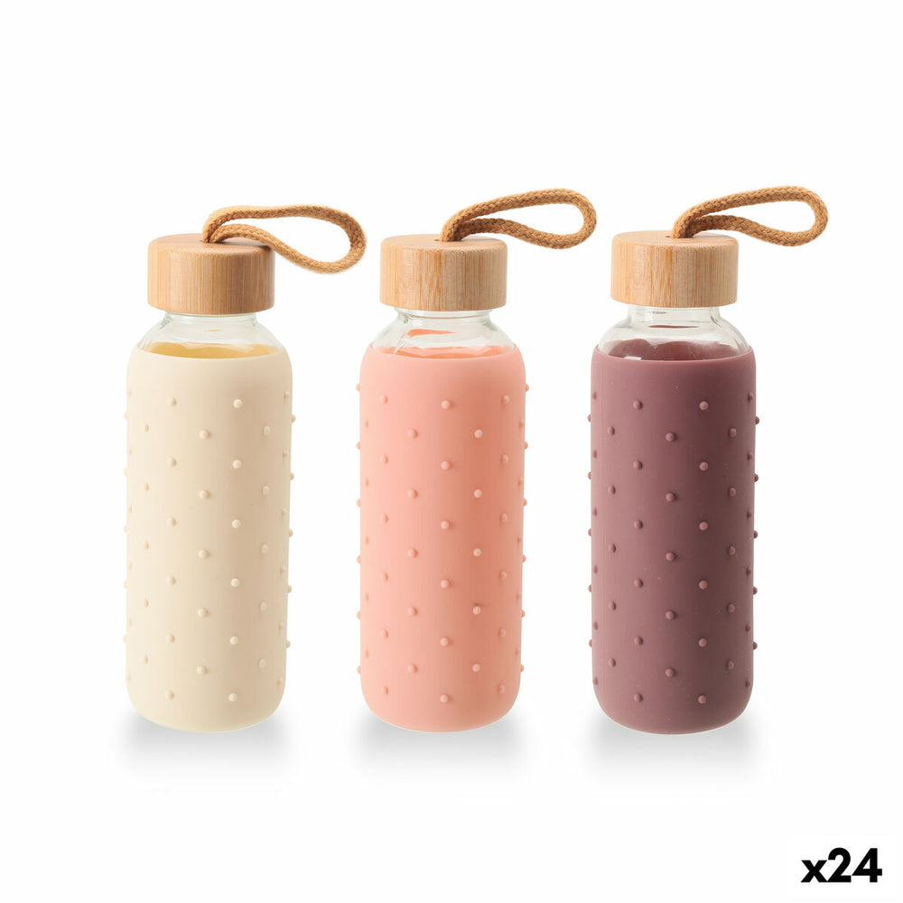 Bottiglia d'acqua Bewinner Vetro Silicone 400 ml 7 x 7 x 19,8 cm (24 Unità)