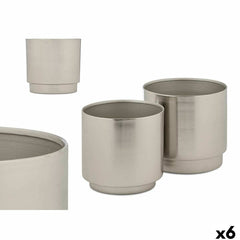 Set di Vasi Gift Decor Argentato Ferro 18 x 16,5 x 18 cm 16 x 15,5 x 16 cm (6 Unità)