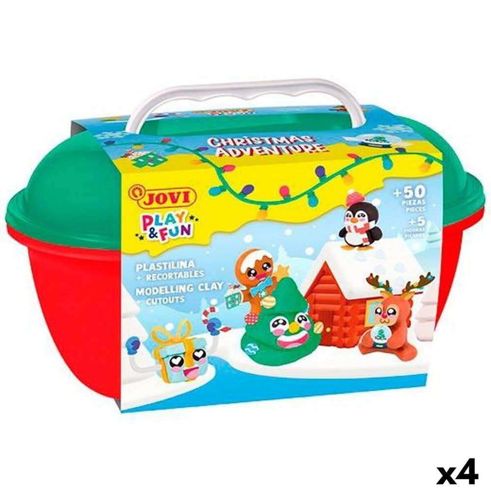 Set di Plastilina Jovi PLAY&FUN Christmas Adventure Multicolore (4 Unità)