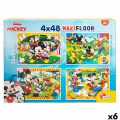 Set di 4 Puzzle Mickey Mouse 35 x 1,5 x 25 cm 48 Pezzi (6 Unità)