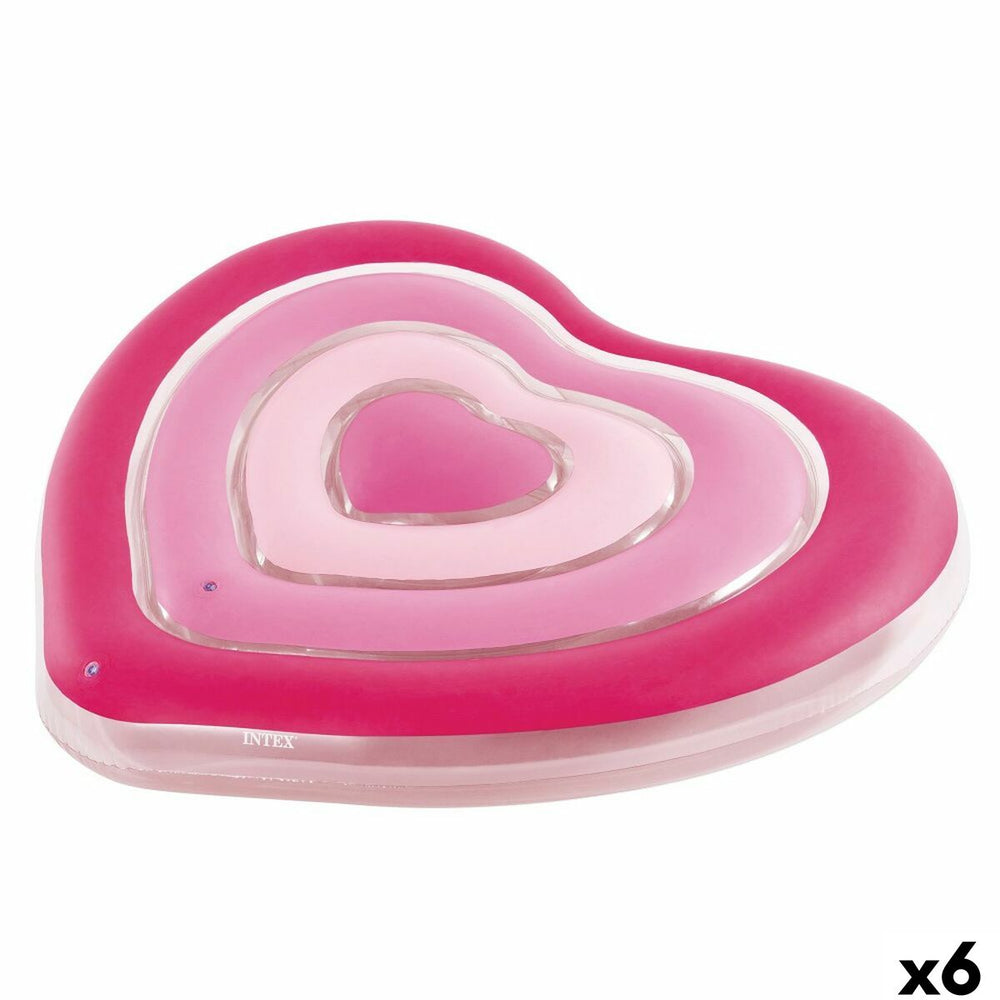 Materassino Gonfiabile Intex Cuore 135 x 155 x 25 cm Rosa (6 Unità)