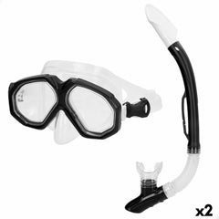 Occhialini da Snorkeling e Boccaglio AquaSport Nero Adulti (2 Unità)