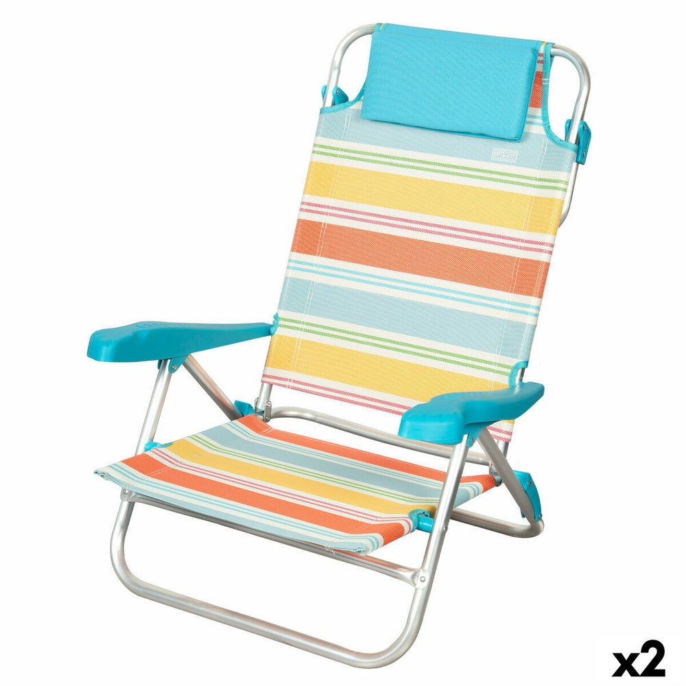 Sedia da Spiaggia Aktive Multicolore 48 x 90 x 60 cm (2 Unità)