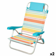 Sedia da Spiaggia Aktive Multicolore 48 x 90 x 60 cm (2 Unità)