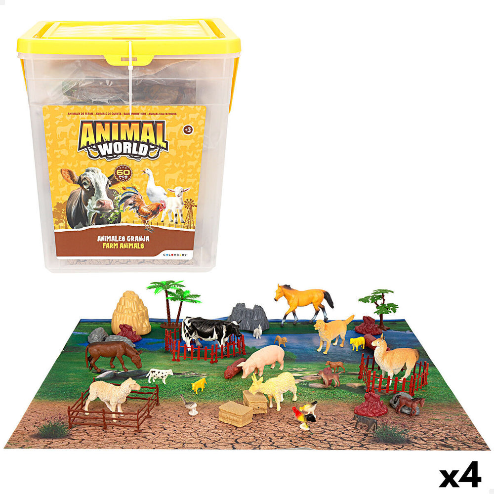 Set Animali della Fattoria Colorbaby Plastica 16 x 12 x 4 cm (4 Unità)
