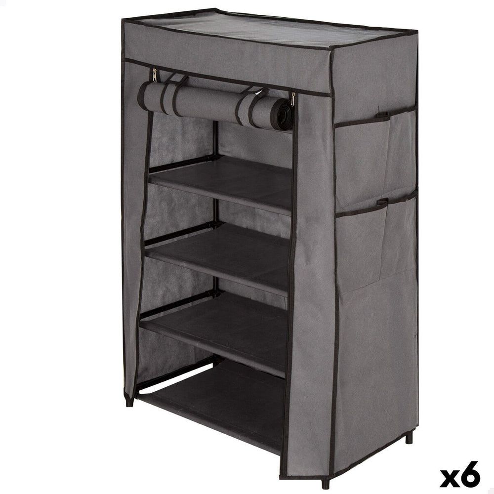 Zapatero Max Home Negro Gris Metal Textil 60 X 90 X 30 CM (6 Unidades)