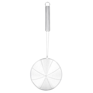Schiumarola in metallo resistente con manico robusto per scolare pasta e fritti in cucina