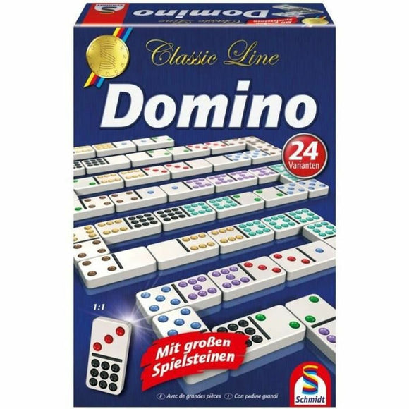 Scatola del domino classico Schmidt Spiele con 24 varianti e grandi pietre da gioco