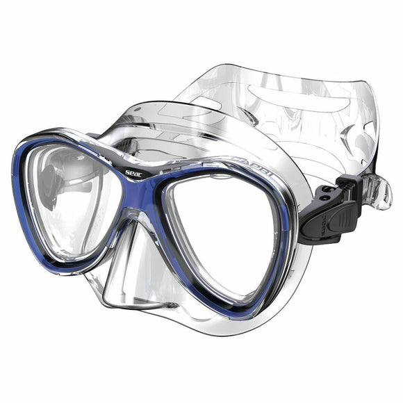 Maschera per snorkeling Seac azzurra con lenti in vetro e cinturino regolabile per sport acquatici