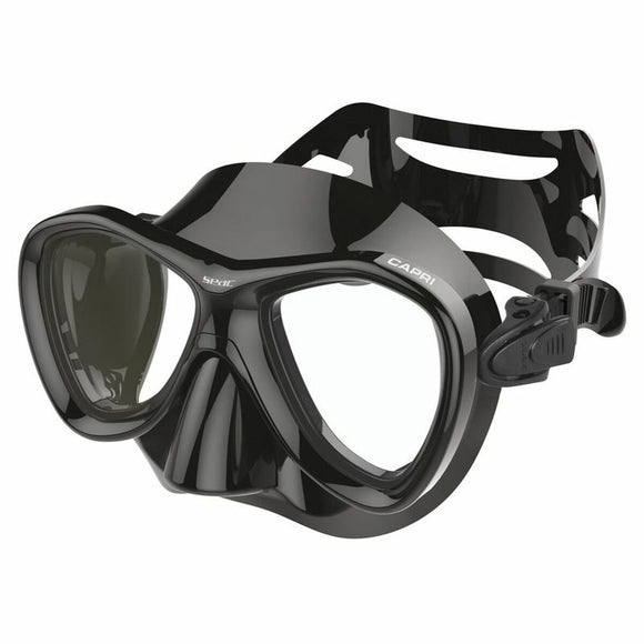 Maschera da immersione Seac Capri nera con lenti trasparenti per sport acquatici