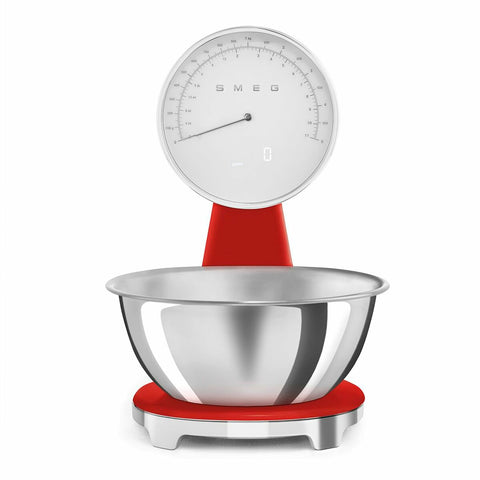 Bilancia da cucina Smeg rossa con design vintage