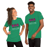 T-shirt verde con design di Gioco del Calamaro e personaggi divertenti per fan della serie