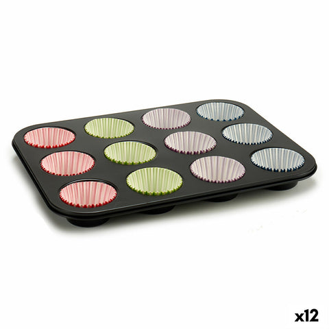 Teglia per Muffin Kinvara 55011 Multicolore 7 x 7 x 3 cm 35 x 3 x 26,5 cm Vassoio da Forno (12 Unità)