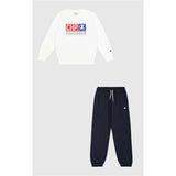 Tuta bambini Champion originale con felpa bianca e pantaloni blu navy per attività sportive