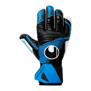 Guanti da portiere Uhlsport adulti con design blu e nero per protezione e prestazioni elevate nel calcio