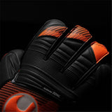 Guanti da portiere Uhlsport Soft Resist adulti con dettagli arancioni e design ergonomico per una presa sicura