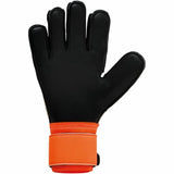 Guanti da portiere Uhlsport Soft Resist adulti in nero con polsino arancione per la sicurezza in porta