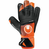 Guanti da portiere Uhlsport Soft Resist adulti in nero e arancione con presa migliorata per la massima prestazione