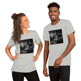 T-shirt con design chitarra classica musica in grigio chiaro, ideale per gli amanti del jazz