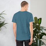 Maglietta blu con maniche corte vista posteriore, ideale per look casual e comfort nel tempo libero
