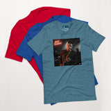 T-shirt unisex sax jazz con stampa di un saxofonista in stile classico