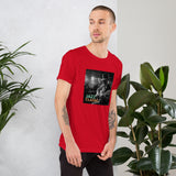 T-shirt rossa con grafica di chitarra classica musica ideale per gli amanti del jazz