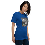 T-shirt chitarra classica musica blu con grafica jazz, perfetta per gli amanti della musica