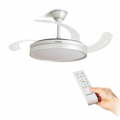 Ventilatore da Soffitto con Luce LED e 4 Pale Retrattili InnovaGoods Argentato 80 W Ø49-104 cm (Ricondizionati B)