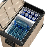 Mini frigo portatile Yolco con bottiglie d'acqua e lattine, perfetto per picnic e viaggi